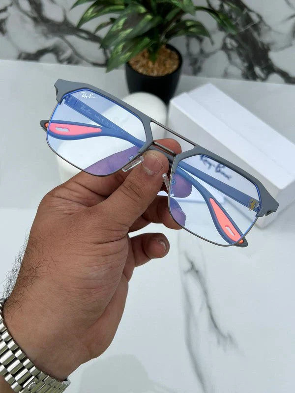 RB #4 METAL GREY BLUE CUT UV-400 SUNGLASSES