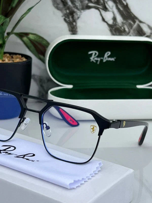 RB #7 METAL BLACK BLUE CUT SUNGLASSES